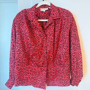 Vintage Oscar de la Renta Expressions: Red and Black Animal Print Blouse